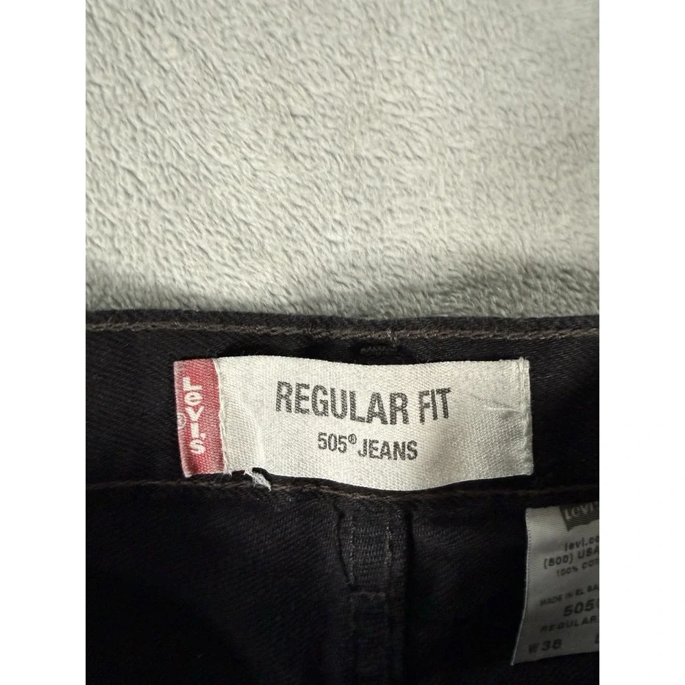 Levis 505 Jeans Mens 38x34 Black Denim Regular Fit Straight Leg Vintage